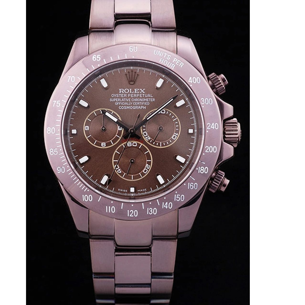 Aaa replica watch Dial Rolex Steel 7477 Brown Bezel Daytona Copper Stainless 1014